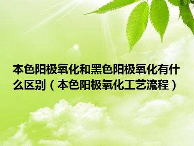 本色阳极氧化和黑色阳极氧化有什么区别（本色阳极氧化工艺流程）