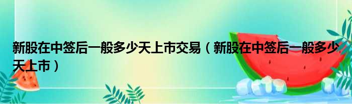 新股在中签后一般多少天上市交易（新股在中签后一般多少天上市）