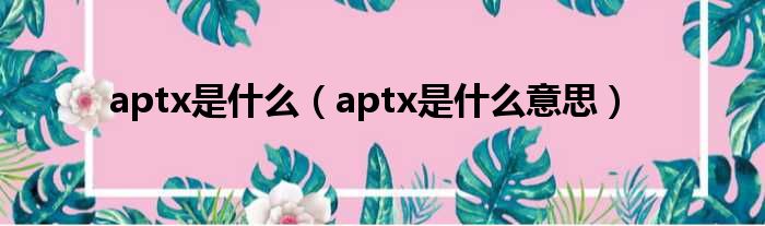 aptx是什么（aptx是什么意思）