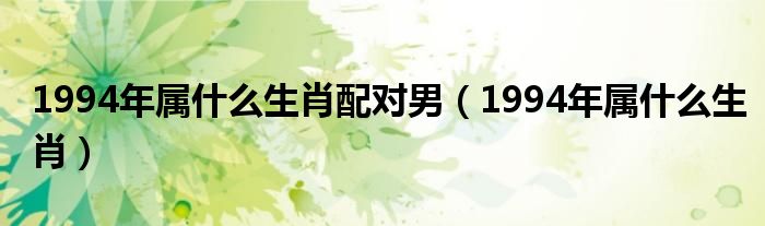  1994年属什么生肖配对男（1994年属什么生肖）