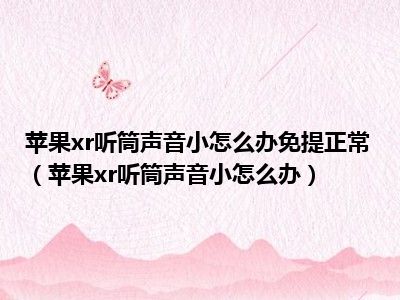 苹果xr听筒声音小怎么办免提正常（苹果xr听筒声音小怎么办）