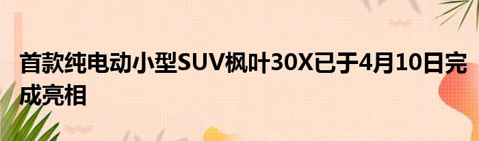 首款纯电动小型SUV枫叶30X已于4月10日完成亮相