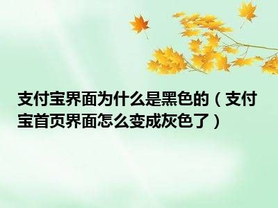 支付宝界面为什么是黑色的（支付宝首页界面怎么变成灰色了）