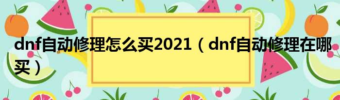 dnf自动修理怎么买2021（dnf自动修理在哪买）