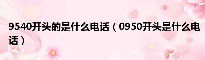 9540开头的是什么电话（0950开头是什么电话）