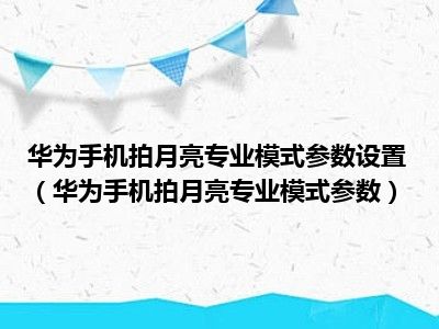 华为手机拍月亮专业模式参数设置（华为手机拍月亮专业模式参数）