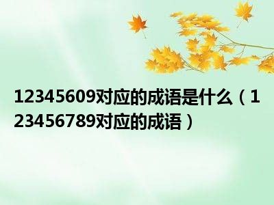 12345609对应的成语是什么（123456789对应的成语）