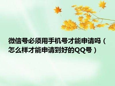 微信号必须用手机号才能申请吗（怎么样才能申请到好的QQ号）