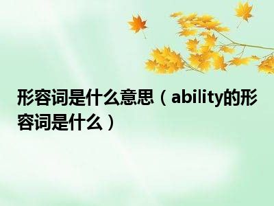 形容词是什么意思（ability的形容词是什么）