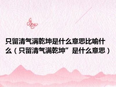 只留清气满乾坤是什么意思比喻什么（只留清气满乾坤”是什么意思）