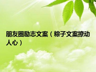 朋友圈励志文案（粽子文案撩动人心）