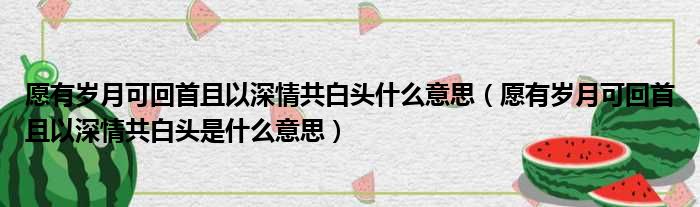 愿有岁月可回首且以深情共白头什么意思（愿有岁月可回首且以深情共白头是什么意思）