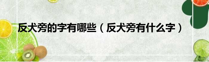 反犬旁的字有哪些（反犬旁有什么字）