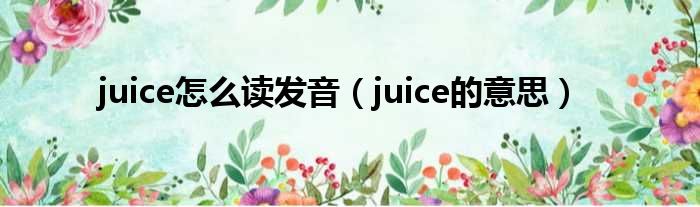 juice怎么读发音（juice的意思）