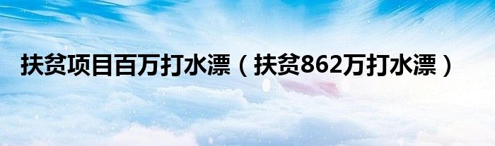  扶贫项目百万打水漂（扶贫862万打水漂）