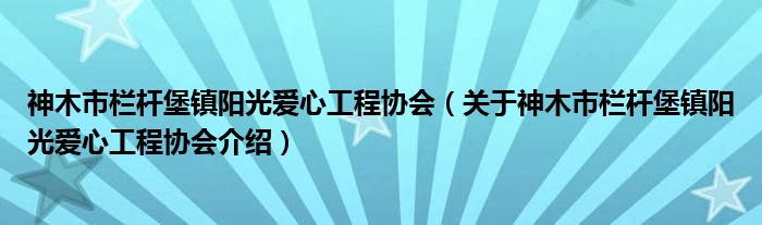  神木市栏杆堡镇阳光爱心工程协会（关于神木市栏杆堡镇阳光爱心工程协会介绍）