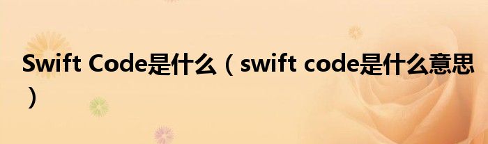  Swift Code是什么（swift code是什么意思）