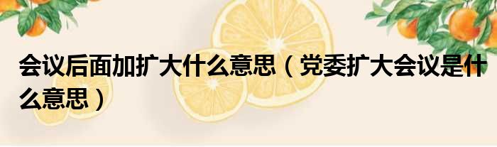 会议后面加扩大什么意思（党委扩大会议是什么意思）