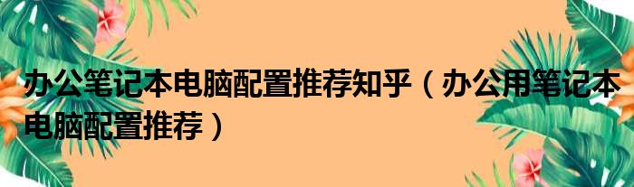 办公笔记本电脑配置推荐知乎（办公用笔记本电脑配置推荐）