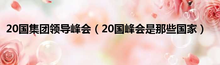 20国集团领导峰会（20国峰会是那些国家）