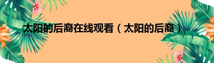 太阳的后裔在线观看（太阳的后裔）