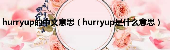 hurryup的中文意思（hurryup是什么意思）