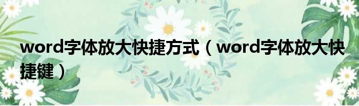 word字体放大快捷方式（word字体放大快捷键）