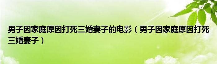  男子因家庭原因打死三婚妻子的电影（男子因家庭原因打死三婚妻子）