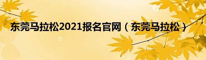  东莞马拉松2021报名官网（东莞马拉松）