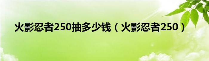  火影忍者250抽多少钱（火影忍者250）