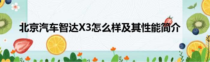 北京汽车智达X3怎么样及其性能简介