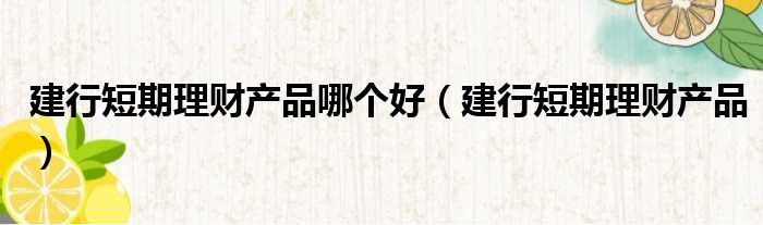 建行短期理财产品哪个好（建行短期理财产品）