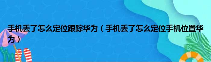 手机丢了怎么定位跟踪华为（手机丢了怎么定位手机位置华为）