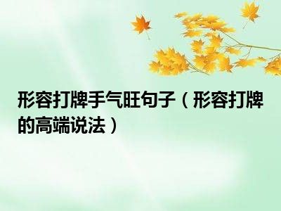 形容打牌手气旺句子（形容打牌的高端说法）