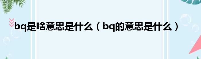 bq是啥意思是什么（bq的意思是什么）