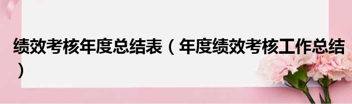 绩效考核年度总结表（年度绩效考核工作总结）