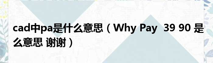 cad中pa是什么意思（Why Pay  39 90 是么意思 谢谢）