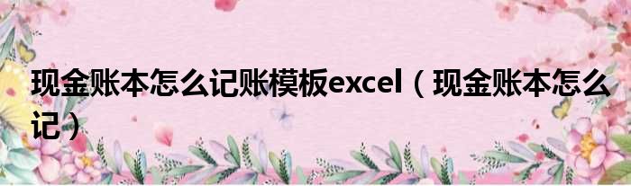 现金账本怎么记账模板excel（现金账本怎么记）