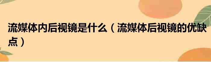 流媒体内后视镜是什么（流媒体后视镜的优缺点）