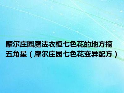 摩尔庄园魔法衣柜七色花的地方摘五角星（摩尔庄园七色花变异配方）