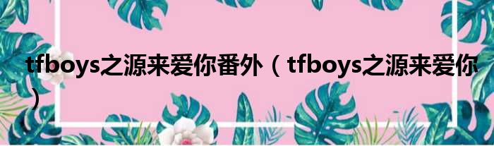 tfboys之源来爱你番外（tfboys之源来爱你）