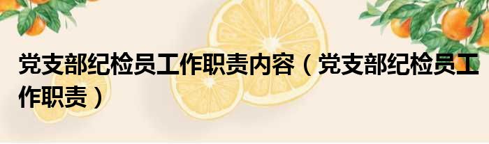 党支部纪检员工作职责内容（党支部纪检员工作职责）