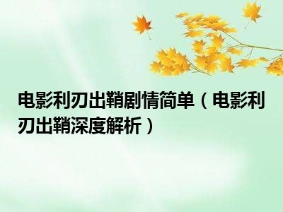 电影利刃出鞘剧情简单（电影利刃出鞘深度解析）