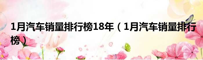 1月汽车销量排行榜18年（1月汽车销量排行榜）