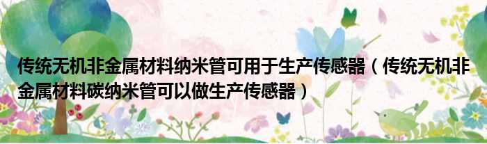 传统无机非金属材料纳米管可用于生产传感器（传统无机非金属材料碳纳米管可以做生产传感器）