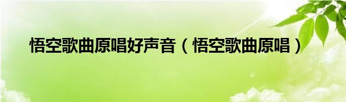 悟空歌曲原唱好声音（悟空歌曲原唱）