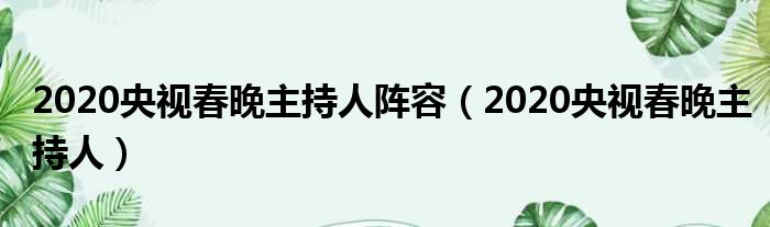 2020央视春晚主持人阵容（2020央视春晚主持人）