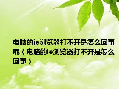 电脑的ie浏览器打不开是怎么回事呢（电脑的ie浏览器打不开是怎么回事）