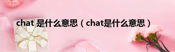 chat 是什么意思（chat是什么意思）