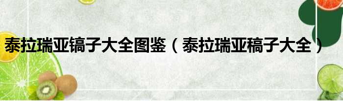 泰拉瑞亚镐子大全图鉴（泰拉瑞亚稿子大全）